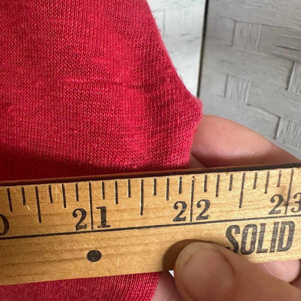 Adrienne Vittadini women’s 100% linen T-shirt long sleeve roll tab red feminine - Picture 7 of 8